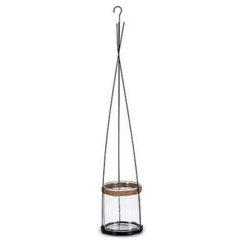 Candleholder Black Transparent Metal Crystal