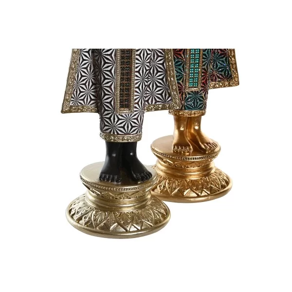 Decorative Figure DKD Home Decor 11,5 x 10 x 43,5 cm Golden Brown Buddha Turquoise Oriental (2 Units)