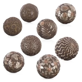 Balls Decoration Brown Bronze 10 x 10 x 10 cm (8 Units)