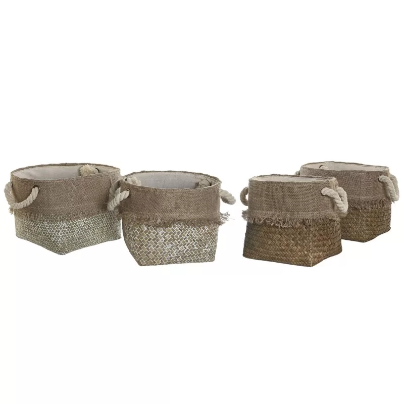 Basket set DKD Home Decor 28 x 28 x 20 cm...