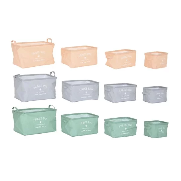 Basket set DKD Home Decor 39 x 27 x 24 cm Canvas Modern (3 Units)