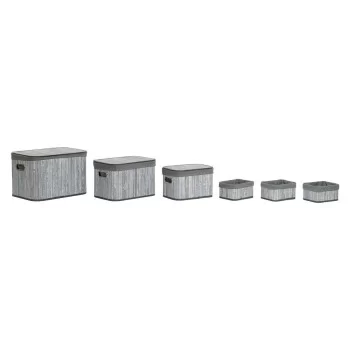 Basket set DKD Home Decor White Grey Bamboo MDF Wood 51 x...