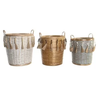 Basket set DKD Home Decor Multicolour Bamboo Boho 49 x 45...