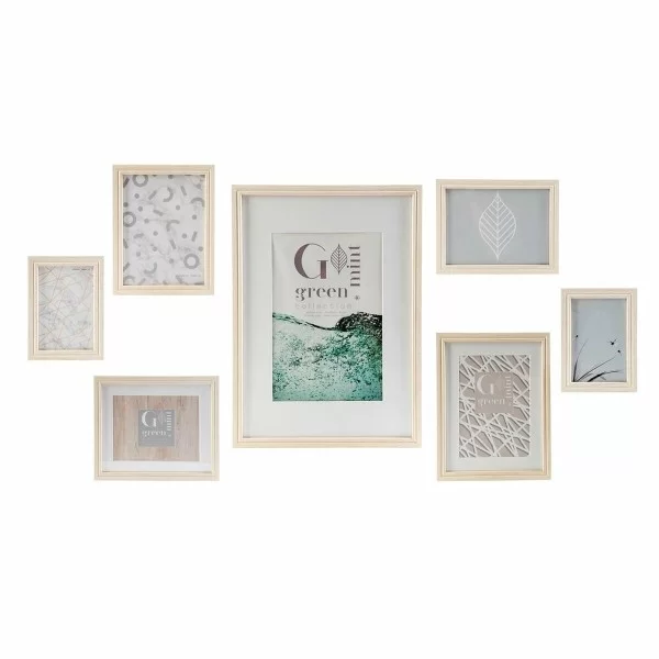 Wall photo frame DKD Home Decor 32,5 x 1,5 x 45 cm Crystal Natural Green MDF Wood Scandinavian
