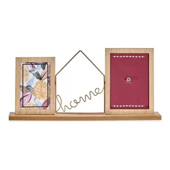 Photo frame Home Brown 2 photos Metal Wood (6 x 21,5 x 46...