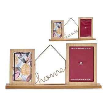 Photo frame Home Brown 2 photos Metal Wood (6 x 21,5 x 46... 2