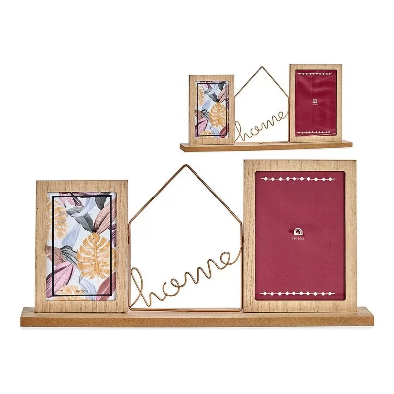 Photo frame Home Brown 2 photos Metal Wood (6 x...