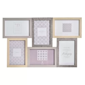 Photo frame DKD Home Decor Grey Natural Wood Crystal...