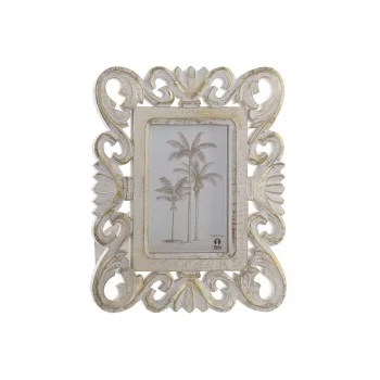 Photo frame DKD Home Decor White Wood Crystal MDF Wood 21...