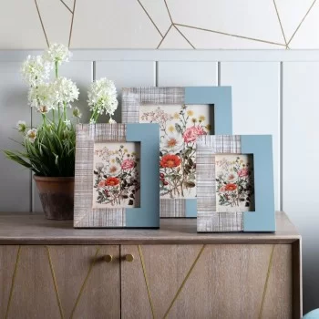 Photo frame 28 x 2,2 x 33 cm Blue Wood White 2