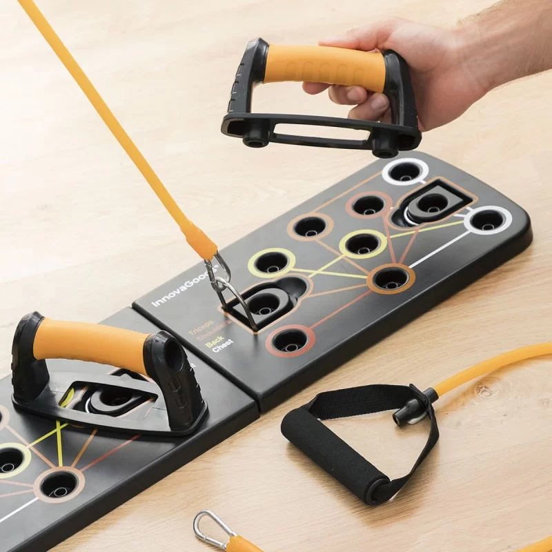 Push-Up Board with Resistance Bands and...