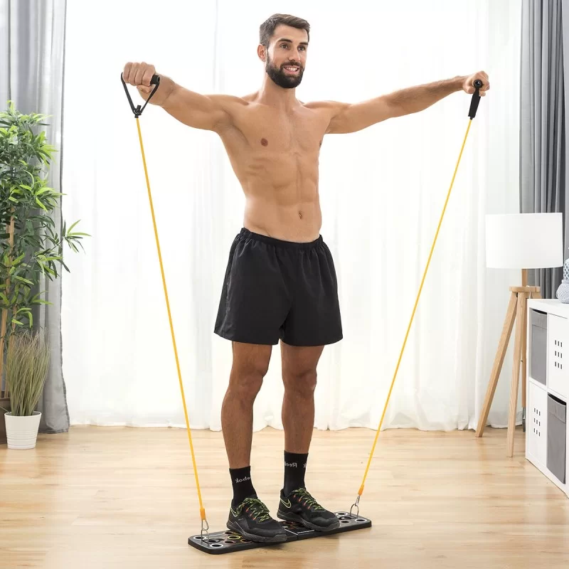 Push-Up Board with Resistance Bands and...