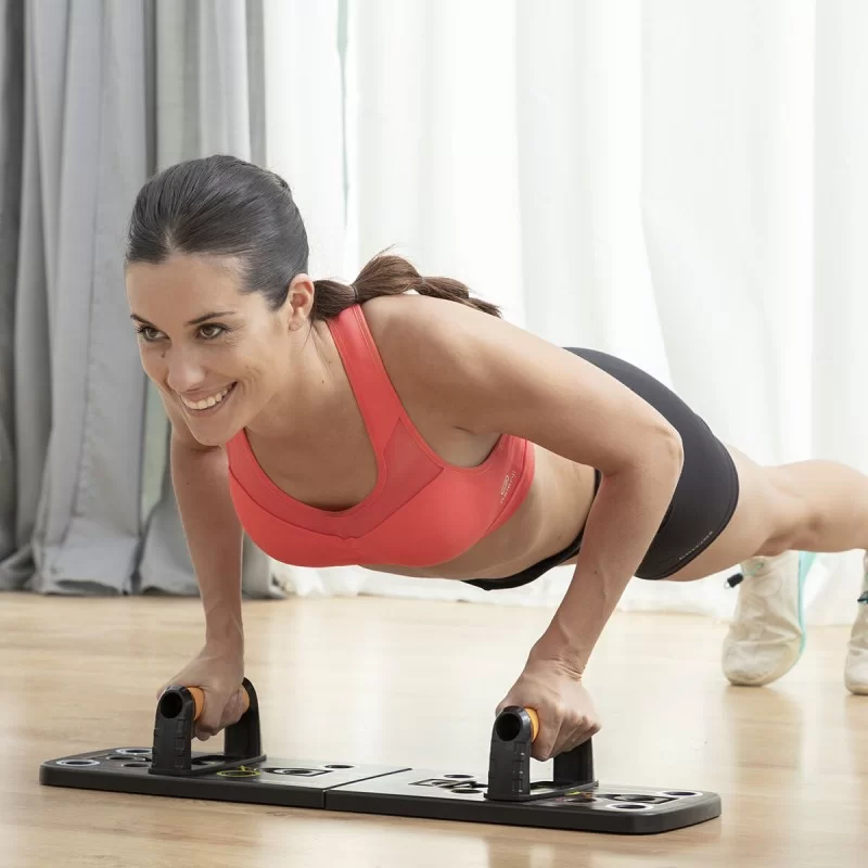 Push-Up Board with Resistance Bands and...