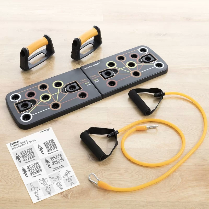 Push-Up Board with Resistance Bands and...