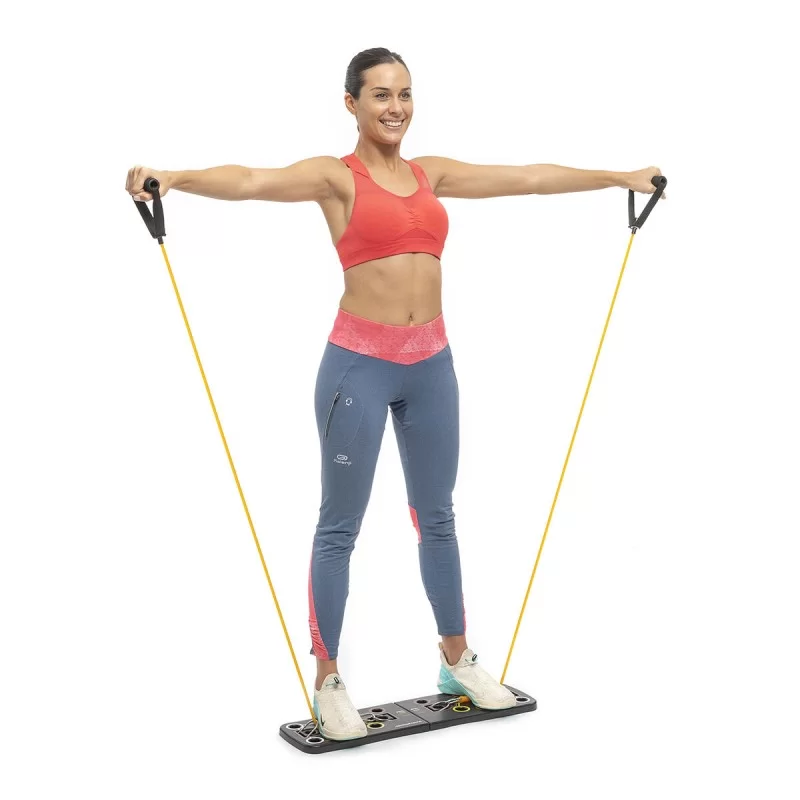 Push-Up Board with Resistance Bands and...