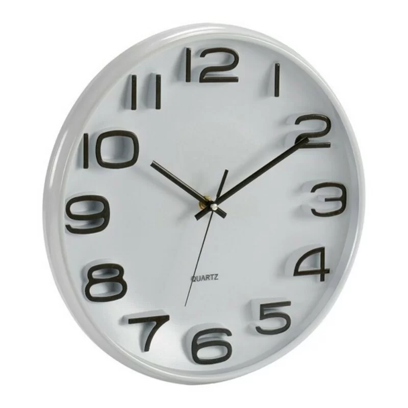 Wall Clock Black White Plastic Glass