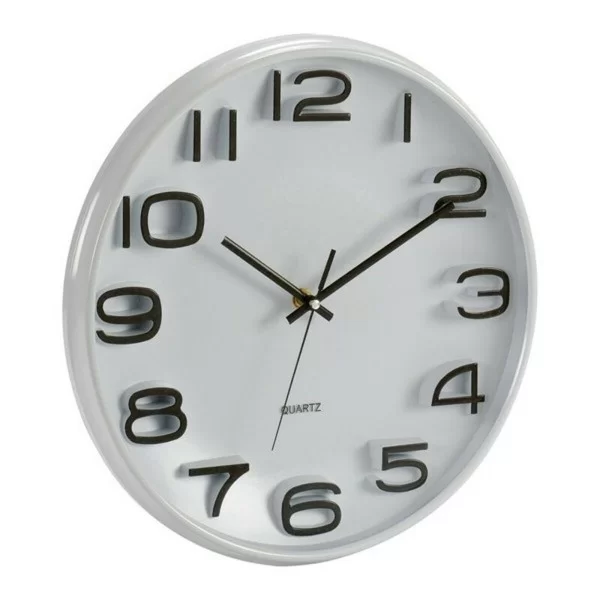 Wall Clock Black White Plastic Glass