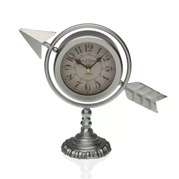 Table clock Versa Silver Complete arrow Metal (23 x 16 x...