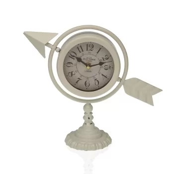 Table clock Versa White Complete arrow Metal (23 x 16 x 8...