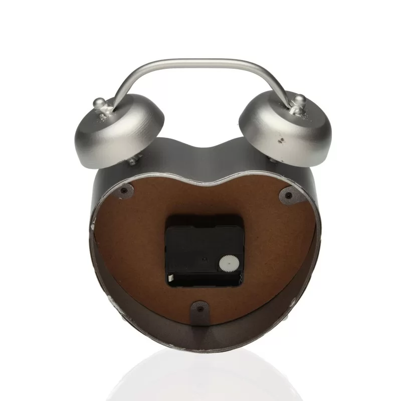 Table clock Versa Heart Silver Metal (21 x 15 x...