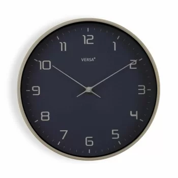 Wall Clock Versa Blue Wood PU (30,5 x 4,3 x 30,5 cm)