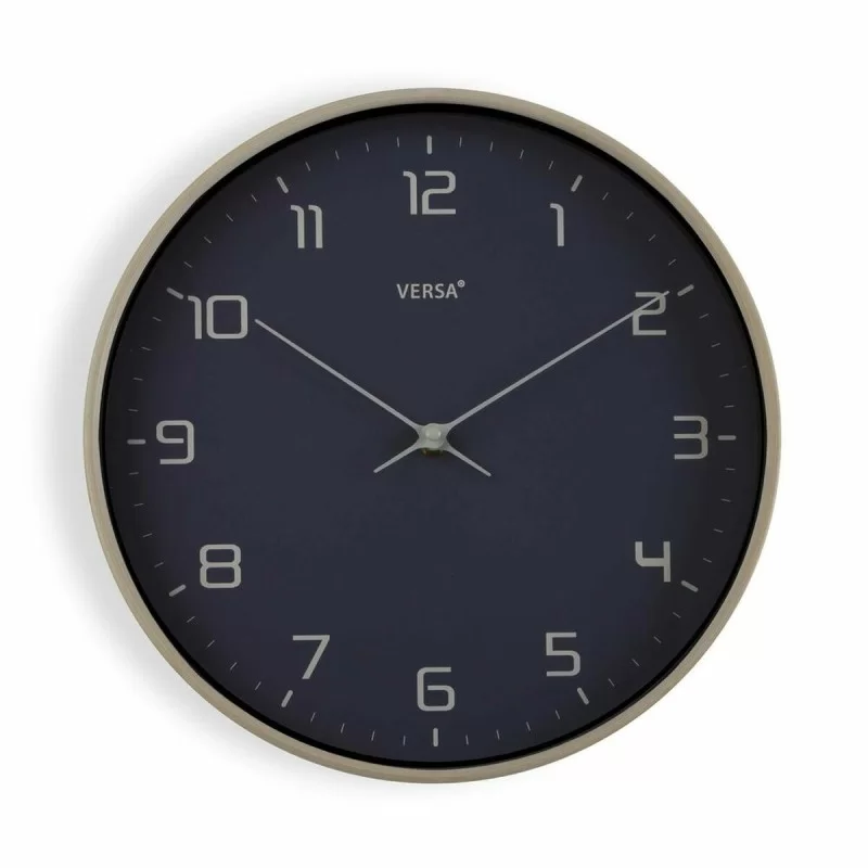 Wall Clock Versa Blue Wood PU (30,5 x 4,3 x 30,5 cm)