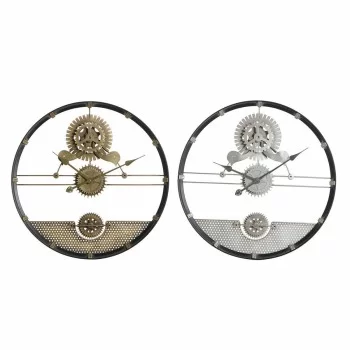 Wall Clock DKD Home Decor Silver Golden Iron Gears 60 x 5...