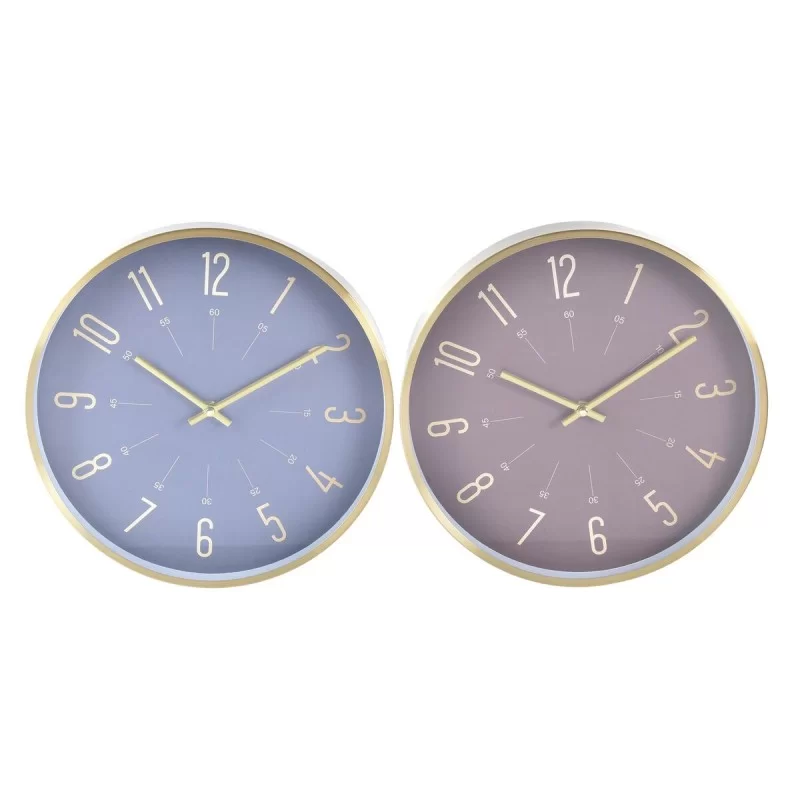 Wall Clock DKD Home Decor Blue Maroon Aluminium Modern 30 x 4 x 30 cm (2 Units)