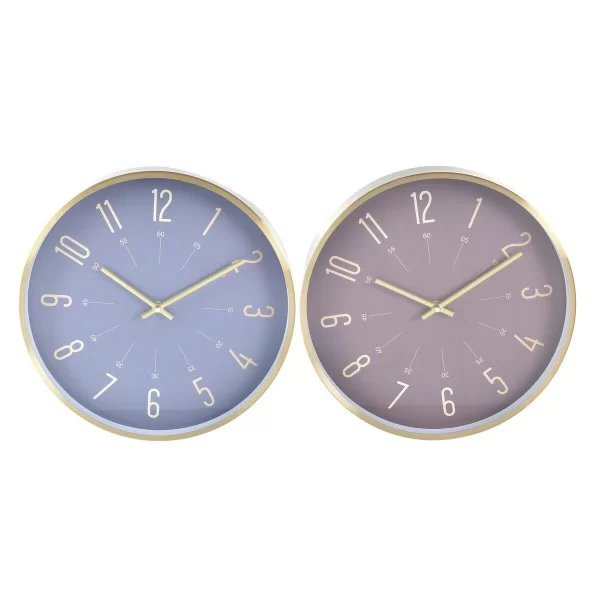 Wall Clock DKD Home Decor Blue Maroon Aluminium Modern 30 x 4 x 30 cm (2 Units)