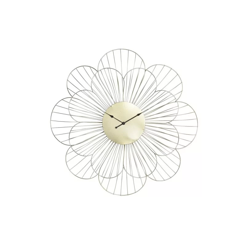 Wall Clock DKD Home Decor Flower Golden Metal (57 x 4 x 57 cm)