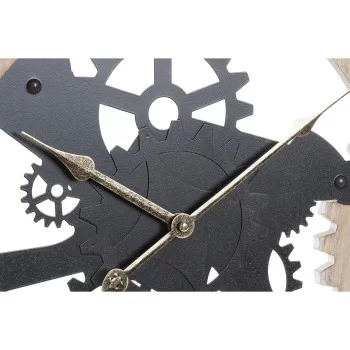 Wall Clock DKD Home Decor Natural Black MDF Gears (70 x 4... 2