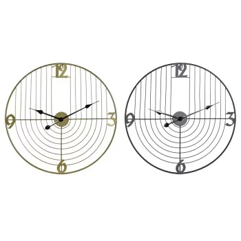 Wall Clock DKD Home Decor Black Golden Metal 60 x 3 x 60...