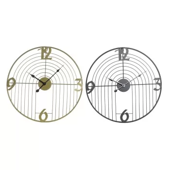 Wall Clock DKD Home Decor Black Golden Metal Modern 45 x...
