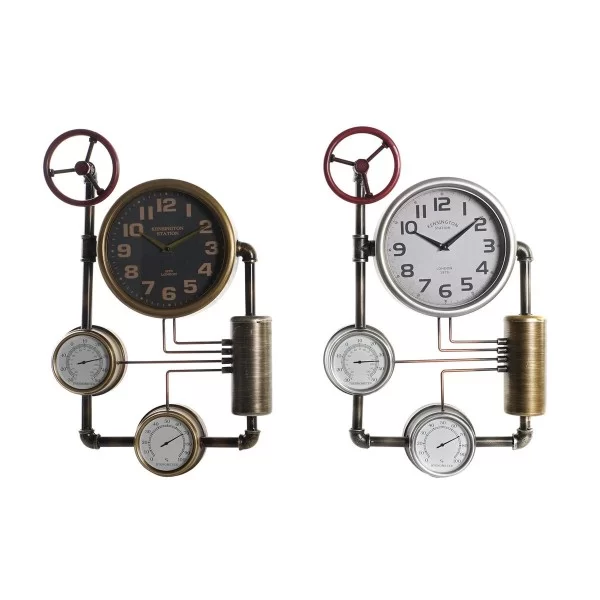 Wall Clock DKD Home Decor Valves 37,5 x 11 x 59 cm Crystal Iron (2 Units)