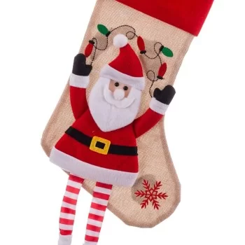 Christmas Stocking Multicolour Fabric Father Christmas 47...
