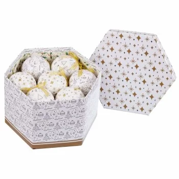 Christmas Baubles White Golden Paper Polyfoam 7,5 x 7,5 x... 2