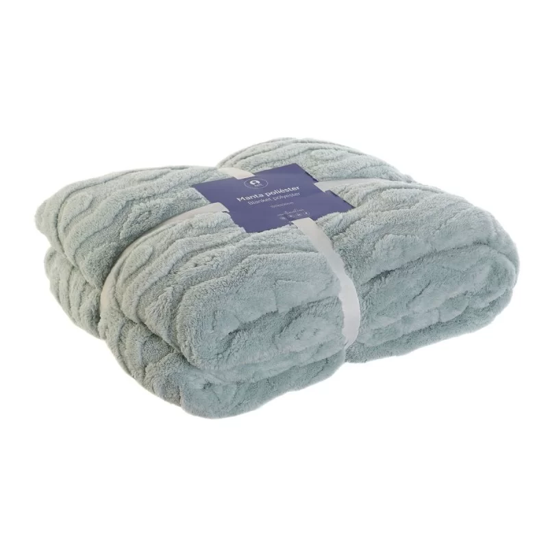 Blanket DKD Home Decor Green Rhombus 150 x 200 x 1 cm