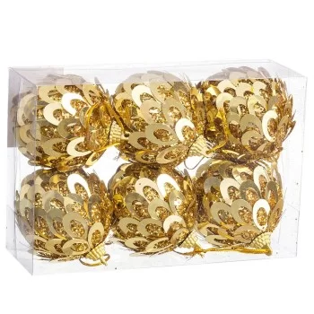 Christmas Baubles Golden Plastic Polyfoam 6 x 6 x 6 cm (6... 2