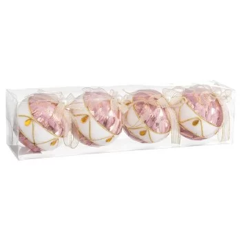 Christmas Baubles White Pink Polyfoam Fabric 8 x 8 x 8 cm... 2