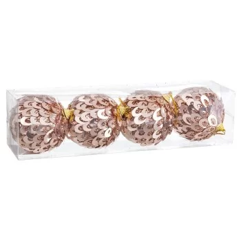 Christmas Baubles Bronze Plastic Polyfoam 8 x 8 x 8 cm (4... 2