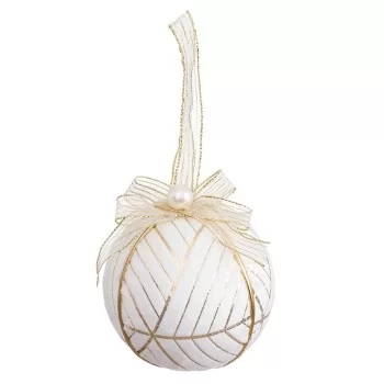 Christmas Baubles White Polyfoam Fabric 8 x 8 x 8 cm (4...
