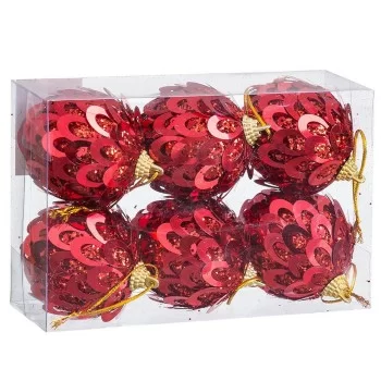 Christmas Baubles Red Plastic Polyfoam 6 x 6 x 6 cm (6... 2