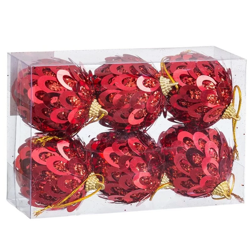 Christmas Baubles Red Plastic Polyfoam 6 x 6 x...