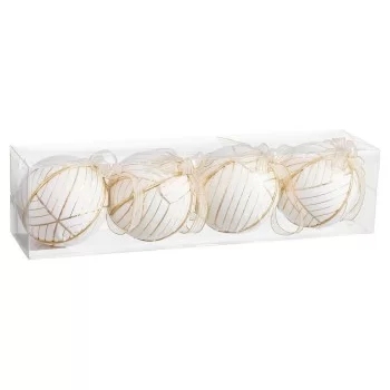 Christmas Baubles White Polyfoam Fabric 8 x 8 x 8 cm (4... 2