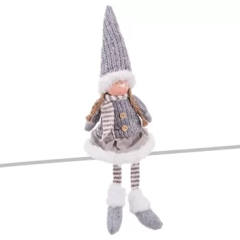 Christmas bauble Grey Multicolour Polyresin Sand Fabric...