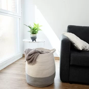 Decorative basket Vinthera Moa Cotton Grey 40 x 45 cm 2