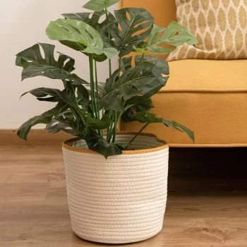 Decorative basket Vinthera Moa Cotton White 25 x 25 cm 2