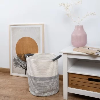 Decorative basket Vinthera Moa Cotton Grey 33 x 40 cm 2