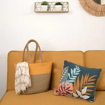 Decorative basket Vinthera Moa Ocre Cotton 40 x 30 x 15 cm 2