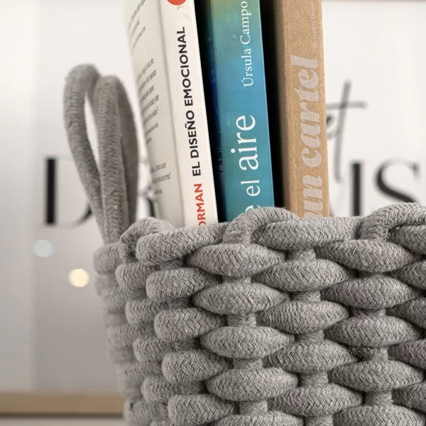 Decorative basket Vinthera Moa Cotton Grey 35 x 25 x 13 cm
